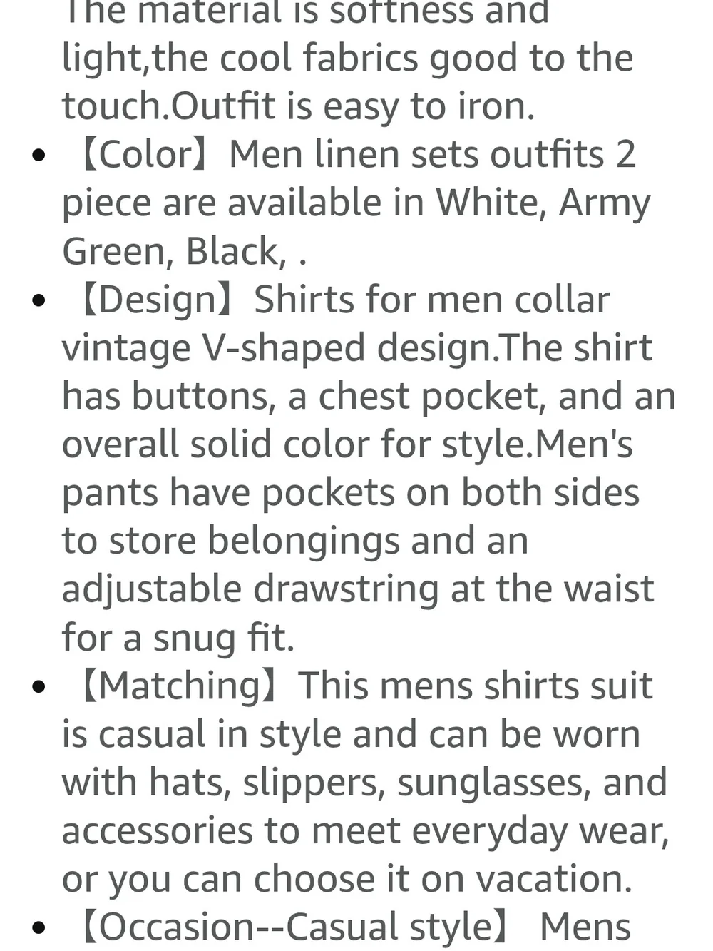 Classic White Linen Blend Two-Piece Shirt and Pant Set 3x Mens